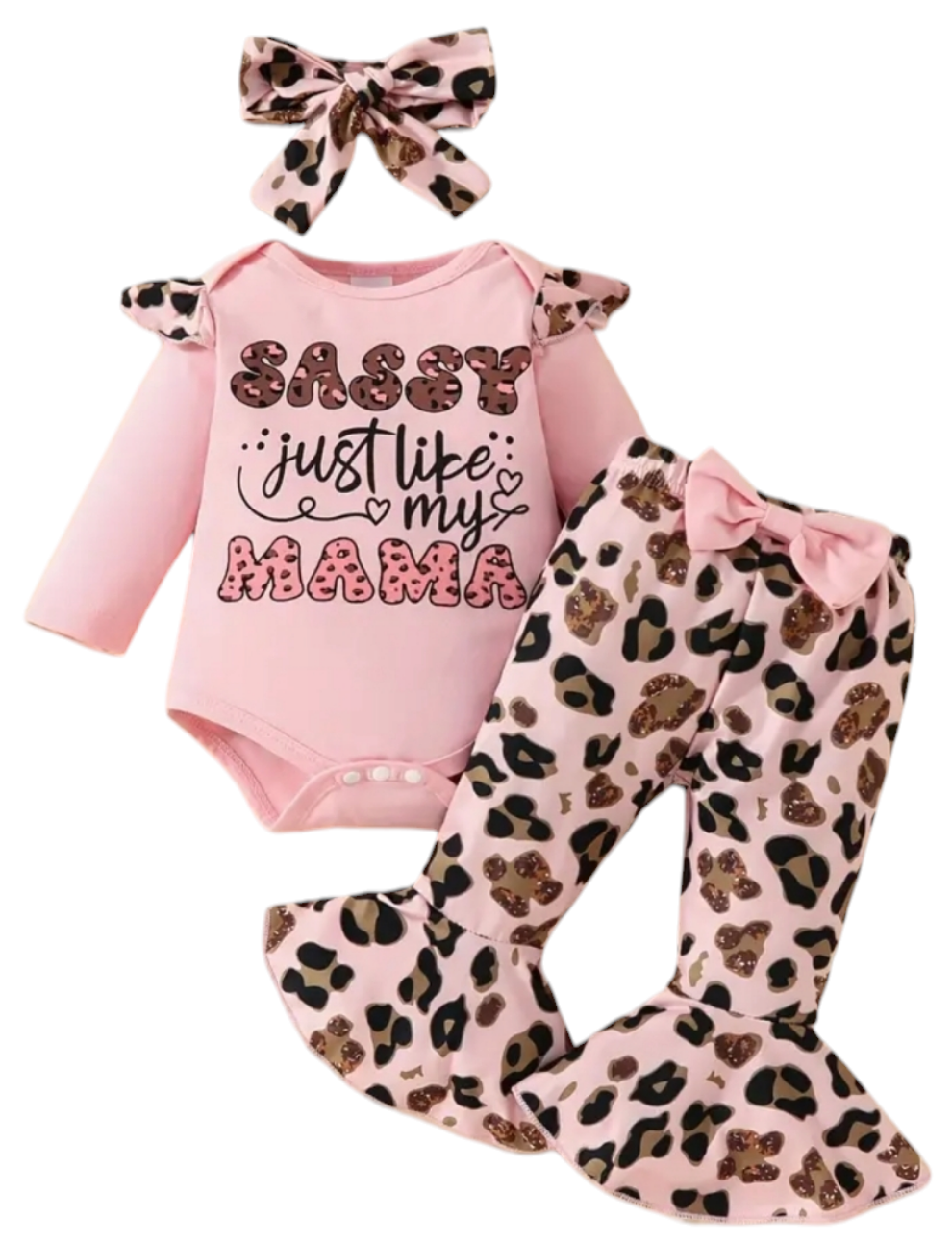 Kaylee bodysuit, pant and bow set