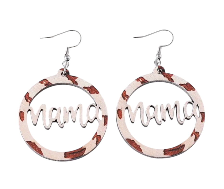 Mama white and brown earrings