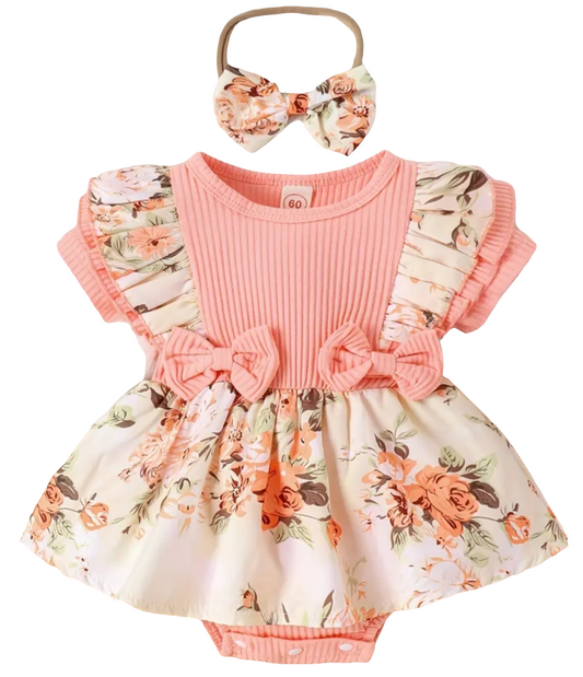 Lilly pink bodysuit with matching bow