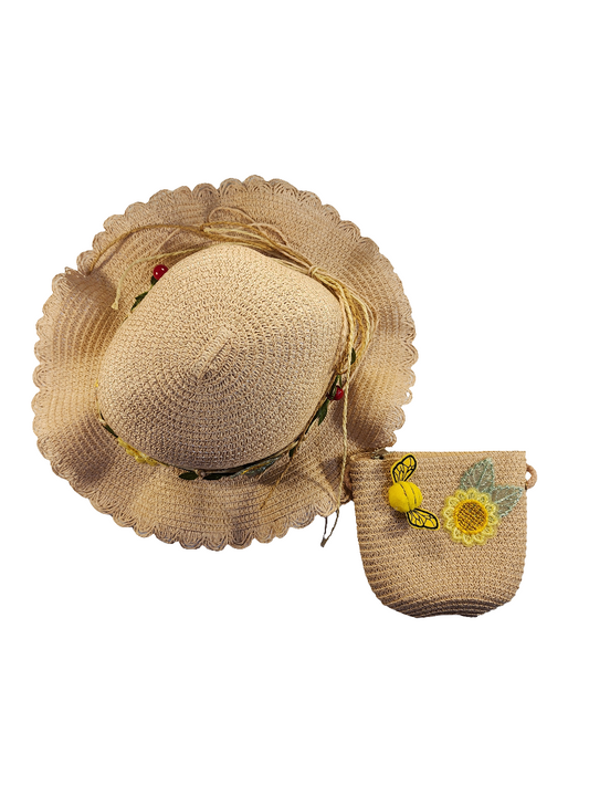 Sun hat pink with matching bag