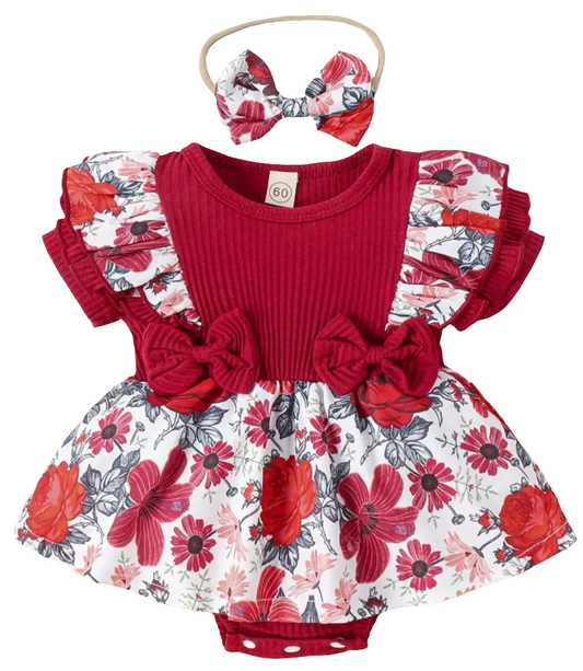 Lilly red bodysuit with matching bow