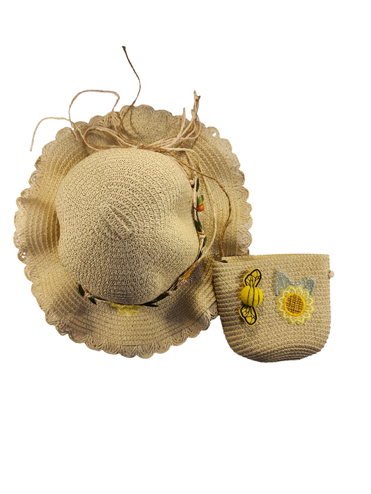 Sun hat tan with matching bag