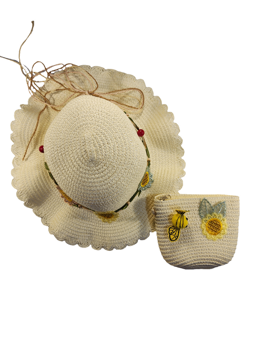Sun hat white with matching bag
