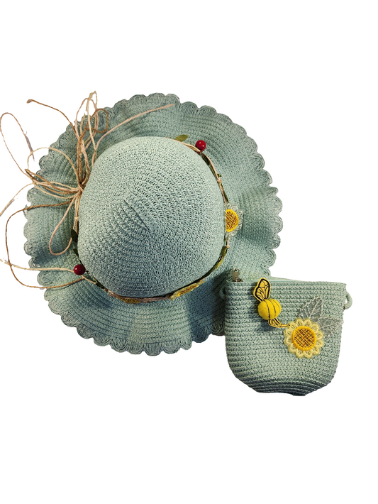 Sun hat blue with matching bag