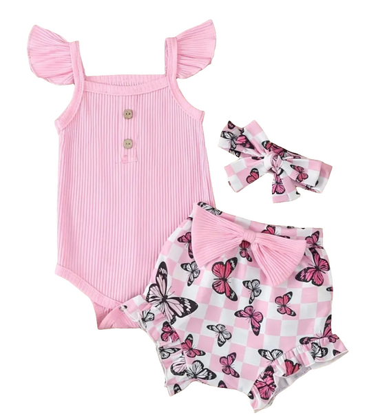 Sienna bodysuit, shorts and bow set
