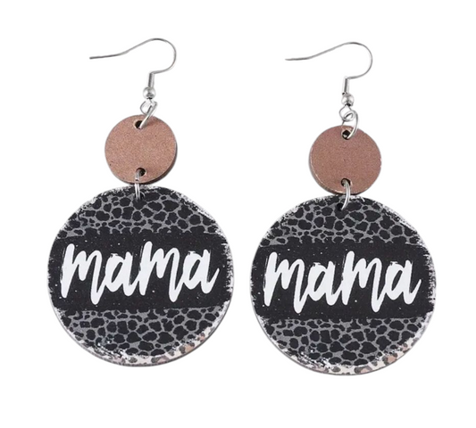 Mama grey leopard earrings