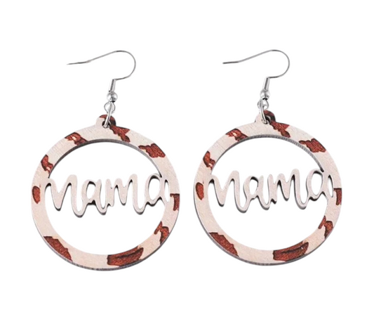 Mama white and brown earrings