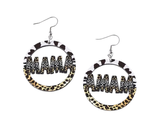 Mama animal print earrings